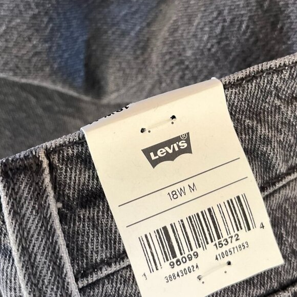 Levi's Premium Woman Black Worn In Ribcage Straight Ankle Jeans Sz 18W - Picture 7 of 10